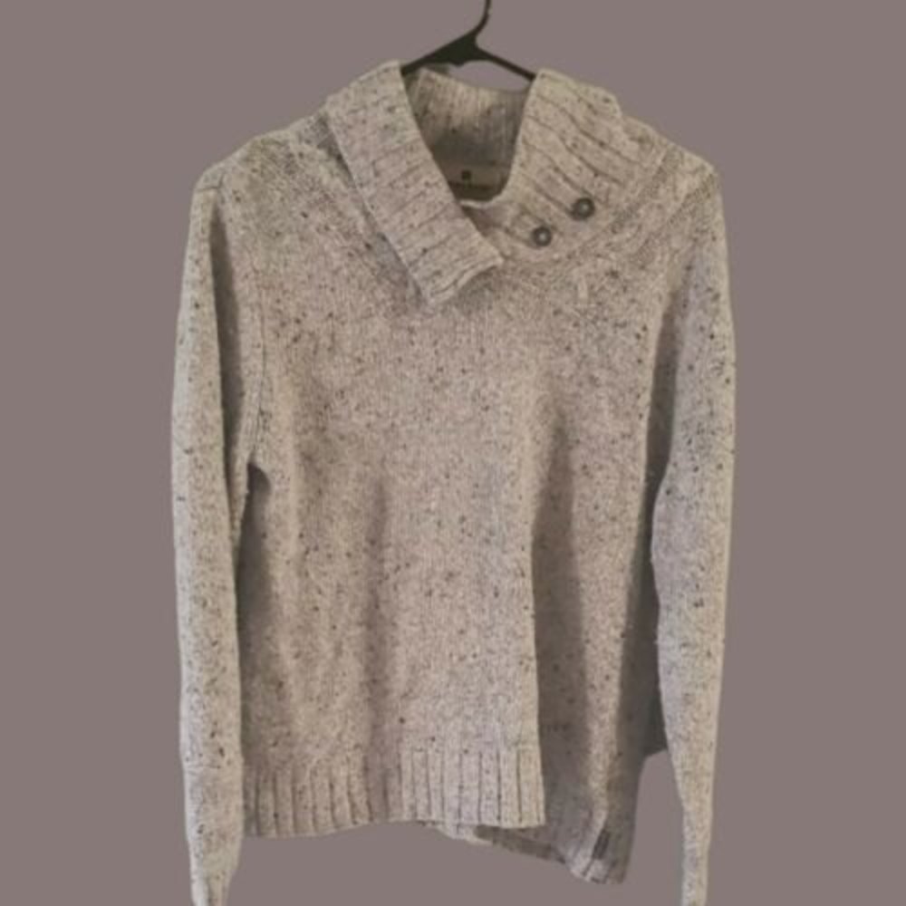 Vintage Woolrich Shawl Collar Sweater – Medium – Gray/Cream Wool Blend - Picture 2 of 8